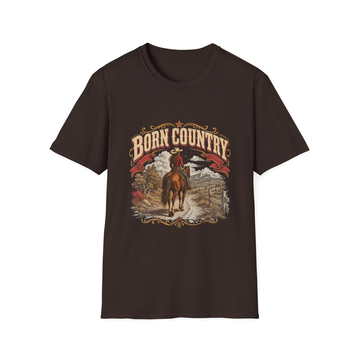 Western style apparel; Born Country Horse Back T-shirt