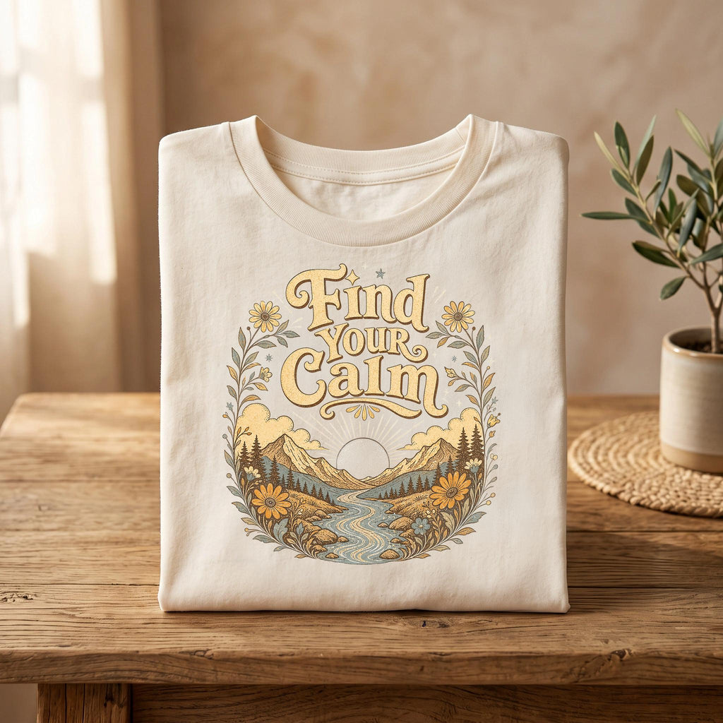 Find Your Calm T-Shirt | Mountain River Nature Design