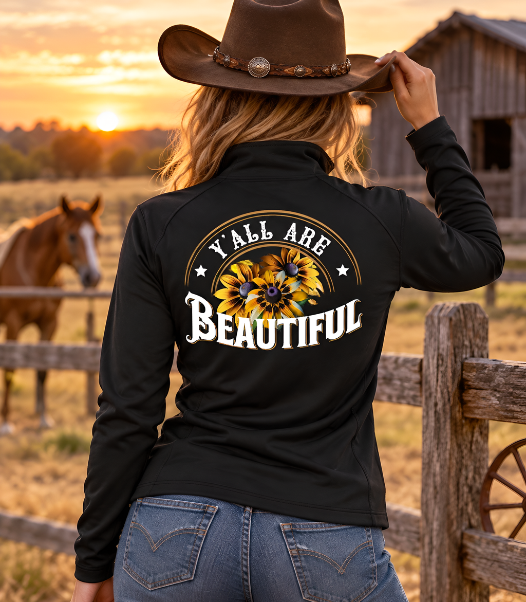 Quarter Zip Pullover, Black, Country Themed