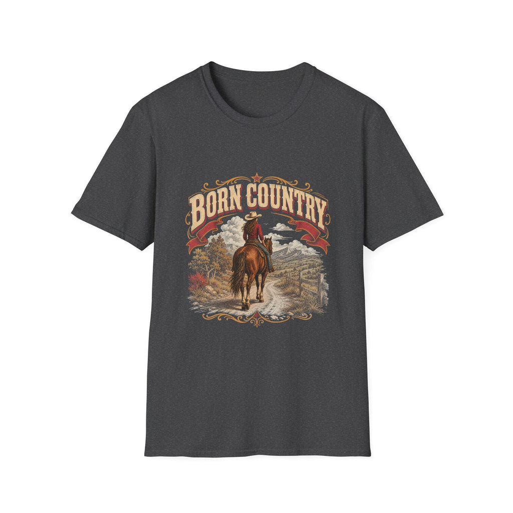 Western style apparel; Born Country Horse Back T-shirt