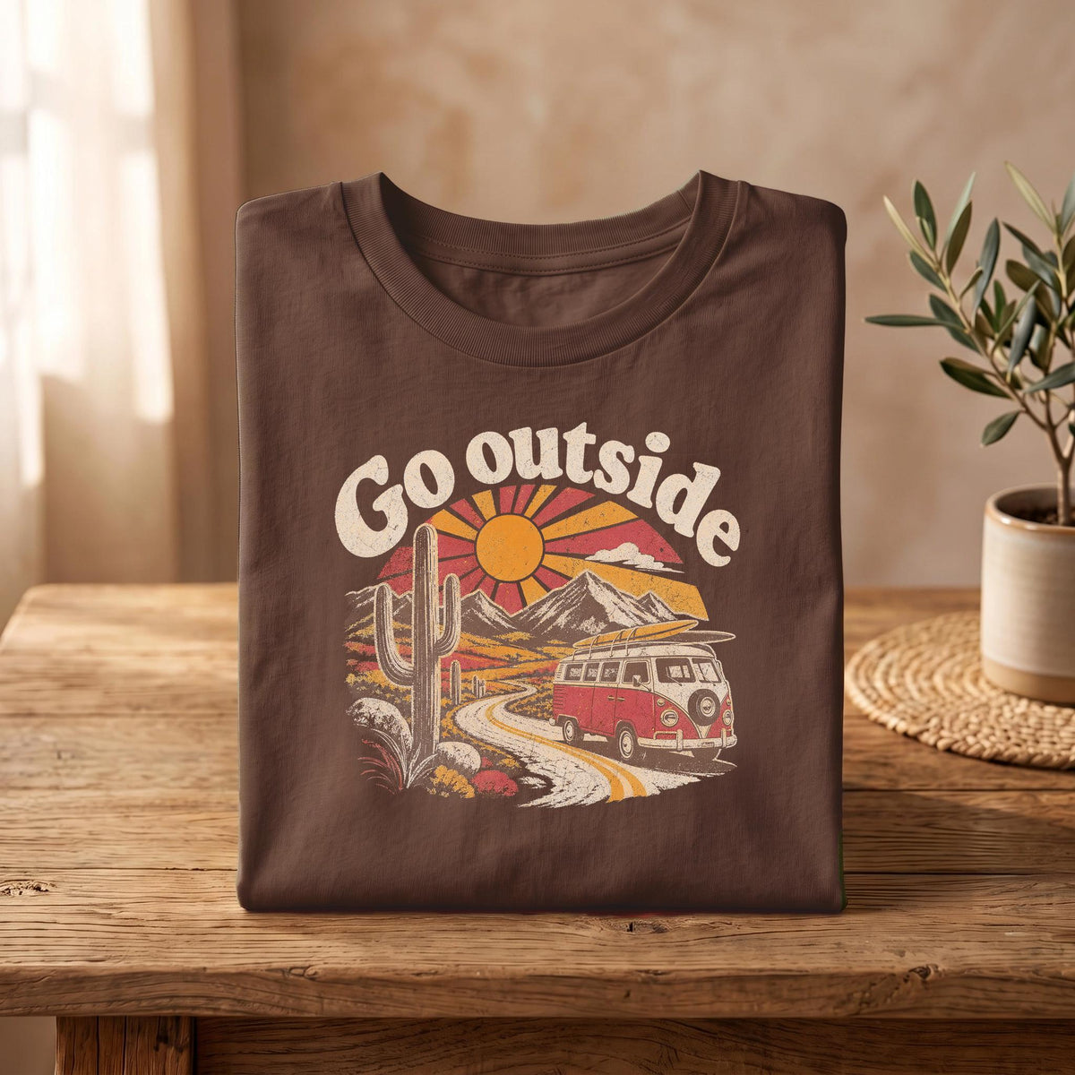 Long sleeve Tshirt |Go Outside vintage sunrise camper | camping outdoors nature